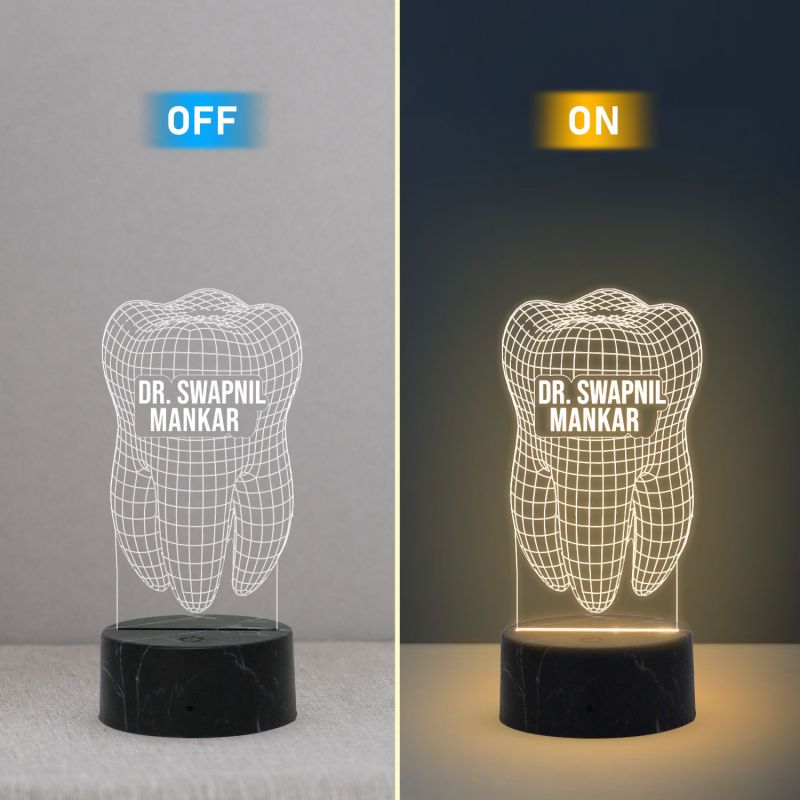 Teeth 3D Illusion Night lamp with Warm White Light Desk Table lamp Gift for Doctor